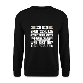 Schützenverein Sportschütze Schießsport Spruch - Unisex Pullover - Schwarz - Vorne - Alina (178cm) & Michal (187cm)