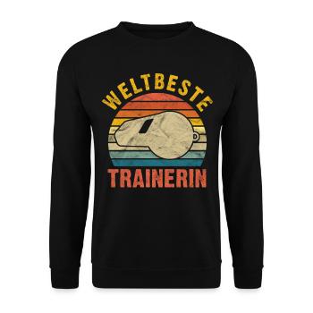 Weltbeste Trainerin Mannschaft Geschenk - Unisex Pullover - Schwarz - Vorne - Alina (178cm) & Michal (187cm)