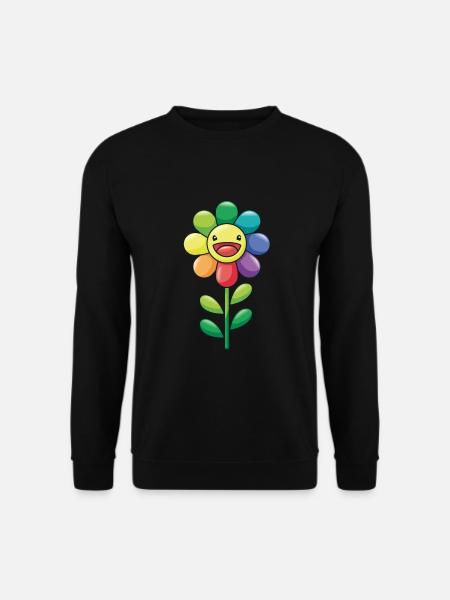 Bunte Blume Sonnenblume Regenbogen Farben Kinder - Unisex Pullover - Schwarz