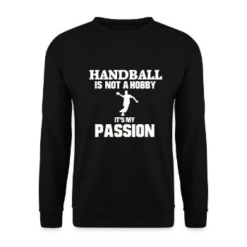 Handball Leidenschaft Sprungwurf Handballspieler - Unisex Pullover - Schwarz - Vorne - Alina (178cm) & Michal (187cm)