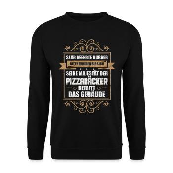 Lustige Sprüche Pizzabäcker Geschenkidee - Unisex Pullover - Schwarz - Vorne - Alina (178cm) & Michal (187cm)