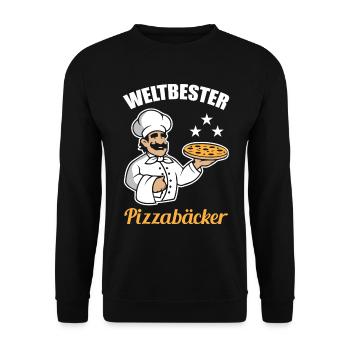 Weltbester Pizzabäcker - Unisex Pullover - Schwarz - Vorne - Alina (178cm) & Michal (187cm)
