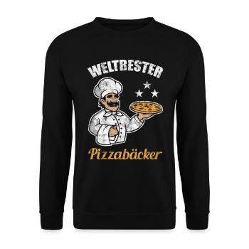 Weltbester Pizzabäcker Geschenkidee - Unisex Pullover - Schwarz - Vorne - Alina (178cm) & Michal (187cm)