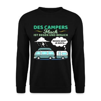 Des Campers Fluch Regen Und Besuch Camper Camping - Unisex Pullover - Schwarz - Vorne - Alina (178cm) & Michal (187cm)