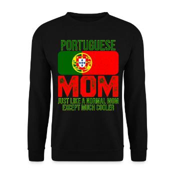 Portuguese Dad Portugal Flag Design Mother's Day - Unisex Pullover - Schwarz - Vorne - Alina (178cm) & Michal (187cm)