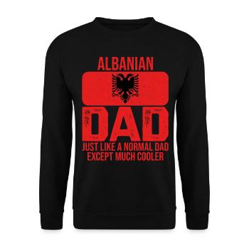 Albanian Dad Albania Flag Father's Day T-Shirt - Unisex Pullover - Schwarz - Vorne - Alina (178cm) & Michal (187cm)