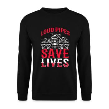 Loud Pipes Save Lives Biker Motorcycle Chopper Bike - Unisex Sweatshirt - black - Front - Alina (178cm) & Michal (187cm)