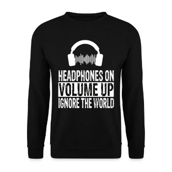 Headphones - Unisex Sweatshirt - black - Front - Alina (178cm) & Michal (187cm)