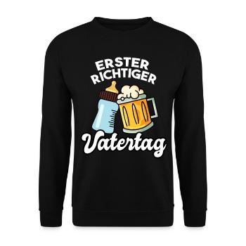 Erster richtiger Vatertag 1. Vatertag Geschenk - Unisex Pullover - Schwarz - Vorne - Alina (178cm) & Michal (187cm)