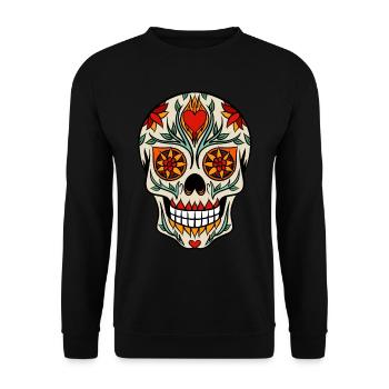Dia de los Muertos crâne squelette jour des morts - Sweat-shirt Unisexe - noir - Devant - Alina (178cm) & Michal (187cm)