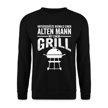 Grillen Alter Mann - Unisex Pullover - Schwarz - Vorne - Alina (178cm) & Michal (187cm)