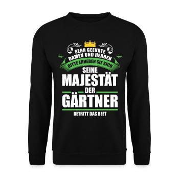 Gartenarbeit Gärtner Sprüche Geschenk - Unisex Pullover - Schwarz - Vorne - Alina (178cm) & Michal (187cm)