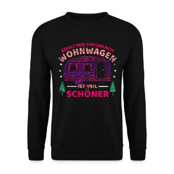 Wohnwagen Camping Frau Spruch Wohnmobil Womo Campe - Unisex Pullover - Schwarz - Vorne - Alina (178cm) & Michal (187cm)