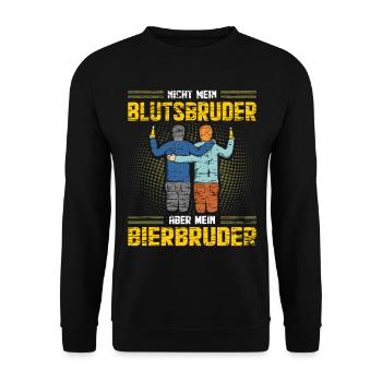 Blutsbruder Bierbruder Lustiges Bier Partnerlook - Unisex Pullover - Schwarz - Vorne - Alina (178cm) & Michal (187cm)
