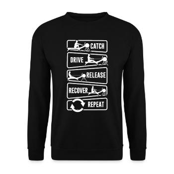 Rowing Erg Ruderschlag Stroke Repeat - Unisex Sweatshirt - black - Front - Alina (178cm) & Michal (187cm)