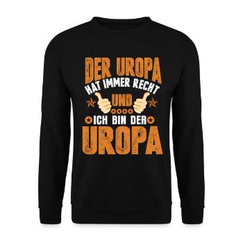 Uropa Ugroßeltern - Unisex Pullover - Schwarz - Vorne - Alina (178cm) & Michal (187cm)