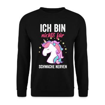 Ich bin nichts für Schwache Nerven - Unisex Pullover - Schwarz - Vorne - Alina (178cm) & Michal (187cm)