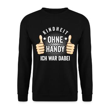 Kindheit ohne Handy ich war dabei - Unisex Pullover - Schwarz - Vorne - Alina (178cm) & Michal (187cm)