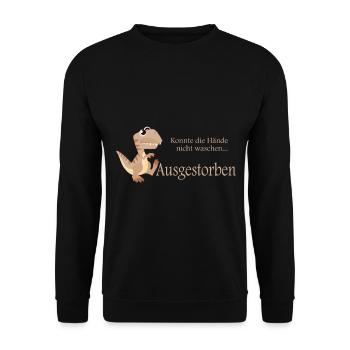 Dino Corona Virus Hände waschen ausgestorben - Unisex Pullover - Schwarz - Vorne - Alina (178cm) & Michal (187cm)
