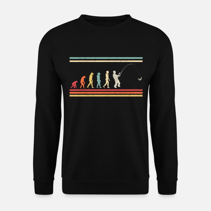 Evolution fishing angler - retro - Unisex Sweatshirt - black