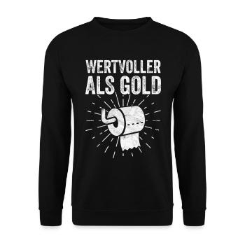 Lustiges Klopapier Geschenk - Unisex Pullover - Schwarz - Vorne - Alina (178cm) & Michal (187cm)