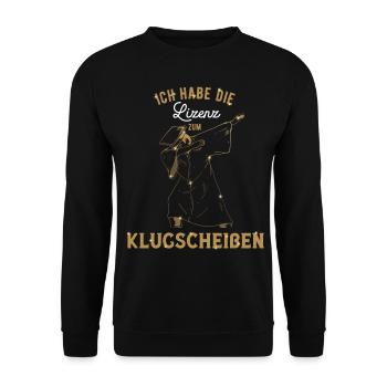 Klugscheißer Absolvent Prüfung Abschluss - Unisex Pullover - Schwarz - Vorne - Alina (178cm) & Michal (187cm)