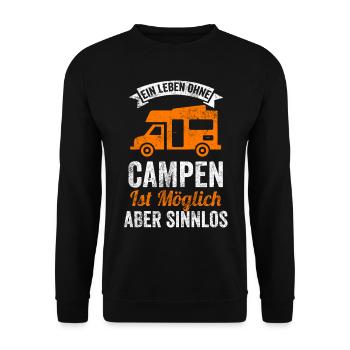 Wohnwagen Campen Camper Camping - Unisex Pullover - Schwarz - Vorne - Alina (178cm) & Michal (187cm)