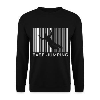 Base-Jumping Hobby mit Barcode - Unisex Pullover - Schwarz - Vorne - Alina (178cm) & Michal (187cm)