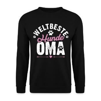 Oma Hundehalterin Hund Geschenkidee - Unisex Pullover - Schwarz - Vorne - Alina (178cm) & Michal (187cm)