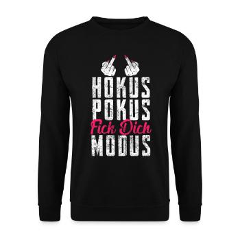 Hokus Pokus Fick Dich Modus Lustig - Unisex Pullover - Schwarz - Vorne - Alina (178cm) & Michal (187cm)