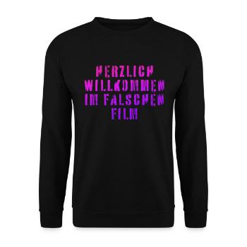 HERZLICH WILLKOMMEN IM FALSCHEN FILM - Unisex Pullover - Schwarz - Vorne - Alina (178cm) & Michal (187cm)