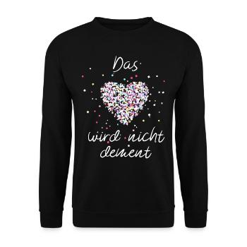 Das Herz wird nicht dement - Unisex Pullover - Schwarz - Vorne - Alina (178cm) & Michal (187cm)