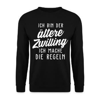 Zwillinge Zwilling Geschwister - Unisex Pullover - Schwarz - Vorne - Alina (178cm) & Michal (187cm)