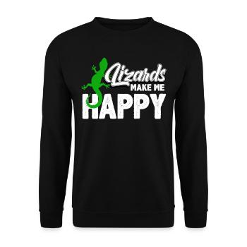 Gecko Eidechse - Unisex Pullover - Schwarz - Vorne - Alina (178cm) & Michal (187cm)