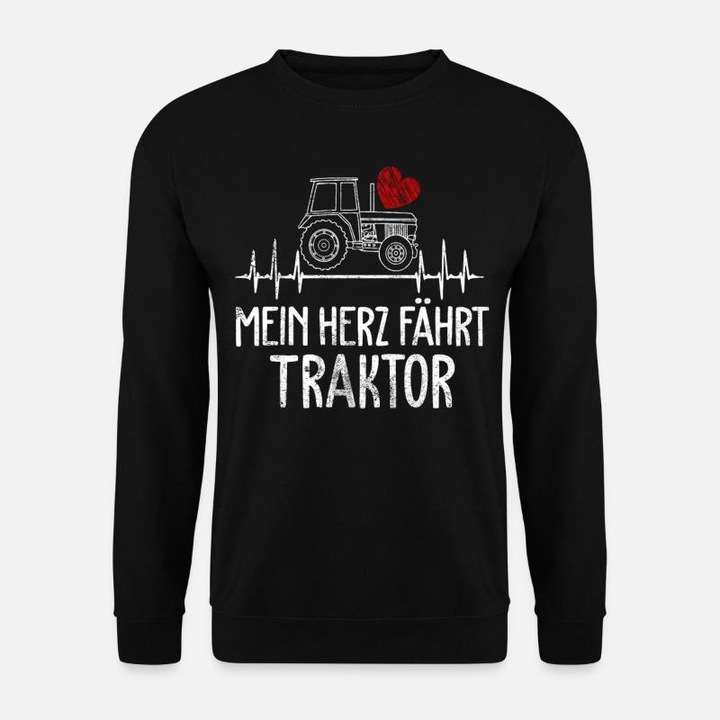 Herzschlag Traktor Landwirt Bauer - Unisex Pullover - Schwarz