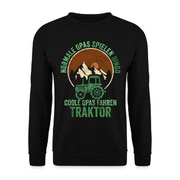 Traktor Opa Landwirt Bauer - Unisex Pullover - Schwarz - Vorne - Alina (178cm) & Michal (187cm)