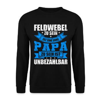 Feldwebel Papa Vater Vatertag Geschenk - Unisex Pullover - Schwarz - Vorne - Alina (178cm) & Michal (187cm)