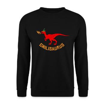 Chilisaurus Chili Dinosaur Hot Pepperoni Hot - Unisex Sweatshirt - black - Front - Alina (178cm) & Michal (187cm)