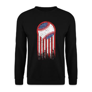 Baseball Ball vintage USA Flagge used look Design - Unisex Pullover - Schwarz - Vorne - Alina (178cm) & Michal (187cm)