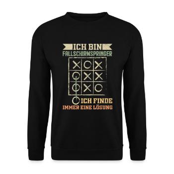 Fallschirmspringer Fallschirmjäger Geschenk - Unisex Pullover - Schwarz - Vorne - Alina (178cm) & Michal (187cm)
