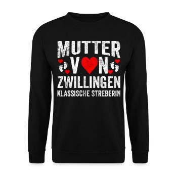 Zwillinge Mama Mutter Muttertag Geburt - Unisex Pullover - Schwarz - Vorne - Alina (178cm) & Michal (187cm)