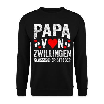Zwillinge Papa Vater Vatertag Babyparty - Unisex Pullover - Schwarz - Vorne - Alina (178cm) & Michal (187cm)