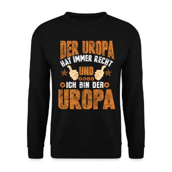 Uropa Ugroßeltern - Unisex Pullover - Schwarz - Vorne - Alina (178cm) & Michal (187cm)