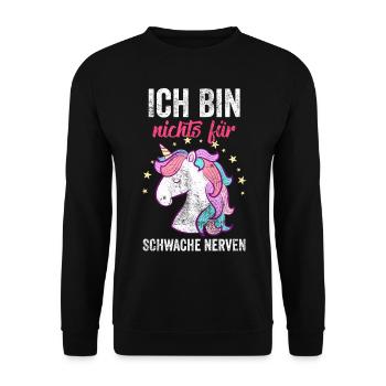 Ich bin nichts für Schwache Nerven - Unisex Pullover - Schwarz - Vorne - Alina (178cm) & Michal (187cm)