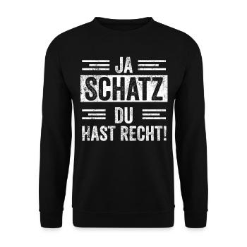 Ja Schatz du hast Recht Verliebt - Unisex Pullover - Schwarz - Vorne - Alina (178cm) & Michal (187cm)