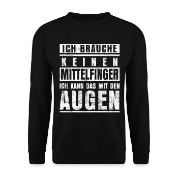 Mittelfinger Lustiger Spruch Sarkasmus - Unisex Pullover - Schwarz - Vorne - Alina (178cm) & Michal (187cm)