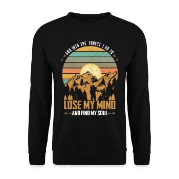 Et dans la forêt | Cadeau de randonnée randonneur - Sweat-shirt Unisexe - noir - Devant - Alina (178cm) & Michal (187cm)