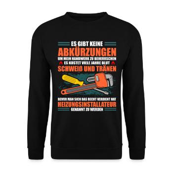 Heizungsinstallateur Heizungsbauer Heizungsbau - Unisex Pullover - Schwarz - Vorne - Alina (178cm) & Michal (187cm)