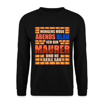 Maurer Geile Sau Mauern Mauermeister Bauhandwerker - Unisex Pullover - Schwarz - Vorne - Alina (178cm) & Michal (187cm)