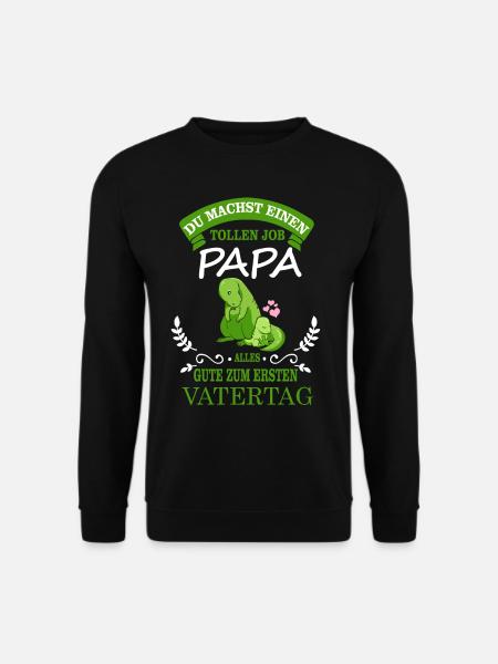 Erster Vatertag - Dinosaurier Dinopapa mit Kind - Unisex Pullover - Schwarz